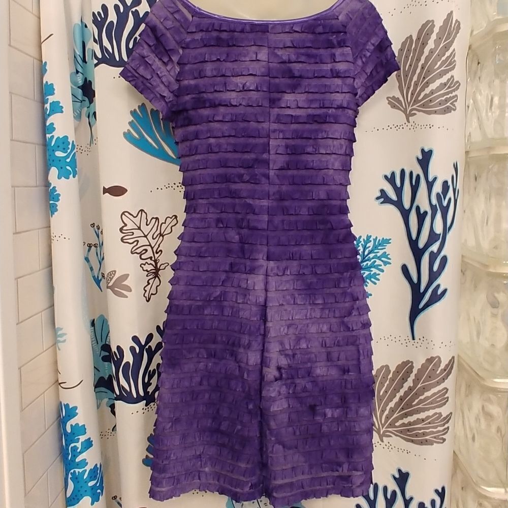 Connected Apparel Ruffled Purple Tie Dye Dress - Picture 3 of 8